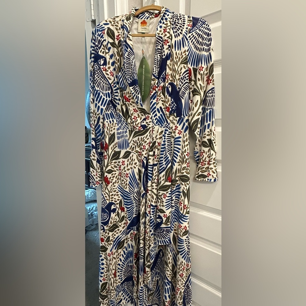 Farm Rio Off White Macaw Dress Size Large